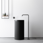 Resin Stone Freestanding Pedestal Sink -Matt Black