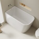 Compact Rectangular Corner Freestanding Bath 1000/1100/1300mm-Gloss White - Image 2
