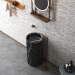 BPS4040R- Marble Stone Freestanding Pedestal Sink -Nero Marquina - Image 2