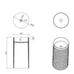 Resin Stone Freestanding Pedestal Sink -Matt White - Image 3