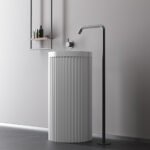 Resin Stone Freestanding Pedestal Sink -Matt White