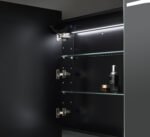 1500mm 3 Door Oval LED Shaving Cabinet - Matt White/ Matt Black - Image 7