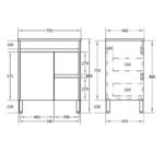 BIANCA 750mm Waterproof PVC Freestanding Vanity - Image 6