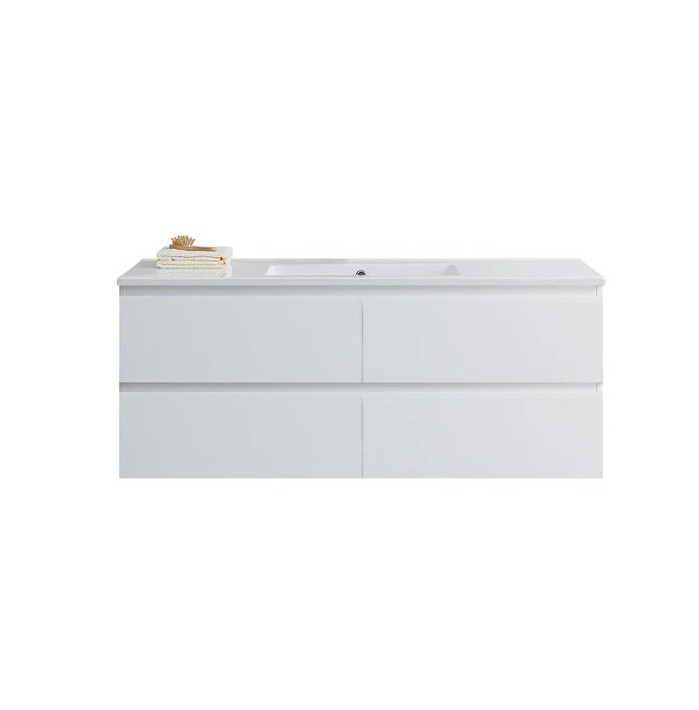 RIVA1200-WH-2 Mia 1200mm-1500mm Wall Mounted Vanity Unit with Four Drawers - Image 1