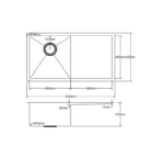 Arvello 810 x 450mm Single Bowl with Drain Nano PVD Kitchen Sink-R15 - Image 5