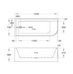 Corner Freestanding Bathtub  - Gloss White 1400/1500/1700mm - Image 8