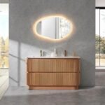 Arvello 900MM-1500mm Woodgrain Fluted Curve Freestanding Vanity
