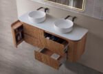 Arvello 900MM-1500mm Fluted Curve Woodgrain Wall Hung Vanity - Image 4