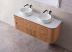Arvello 900MM-1500mm Fluted Curve Woodgrain Wall Hung Vanity - Image 2