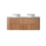 Arvello 900MM-1500mm Fluted Curve Woodgrain Wall Hung Vanity
