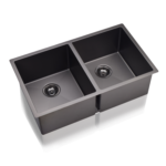 Arvello 860 x 450mm Double Bowl Nano PVD Kitchen Sink-R15 - Image 3