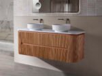 Arvello 900MM-1500mm Fluted Curve Woodgrain Wall Hung Vanity - Image 3