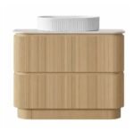 Artisan 900MM-1500mm Coastal Oak Fluted Curve Freestanding Vanity - Image 4