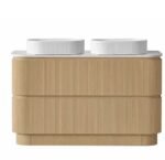 Artisan 900MM-1500mm Coastal Oak Fluted Curve Freestanding Vanity - Image 2