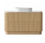 Artisan 900MM-1500mm Coastal Oak Fluted Curve Freestanding Vanity - Image 3