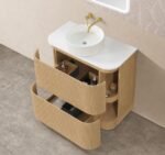 Artisan 900MM-1500mm Coastal Oak Fluted Curve Freestanding Vanity - Image 5